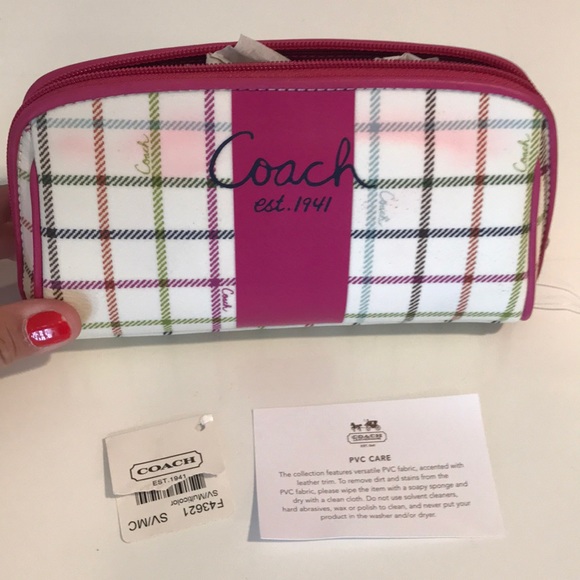 Coach Heritage Tattersall Sm. Travel Cosmetic Bag - Picture 1 of 2